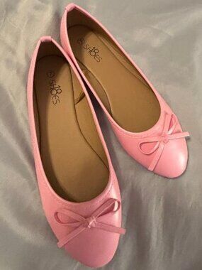 Ballet Flats Classic Bow Slip On Comfortable Shoes Pink Sz 7